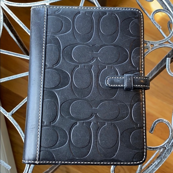 Coach black leather photo case